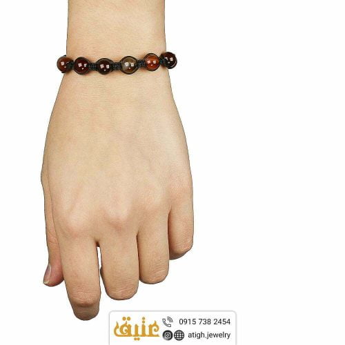 دستبند بافت عقیق سلیمانی معدنی و حدید مکعبی‌ | سایت جواهری عتیق: atigh.jewelry