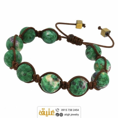 دستبند بافت فیروزه آفریقایی طبیعی مات و حدید مکعبی‌ | سایت جواهری عتیق: atigh.jewelry