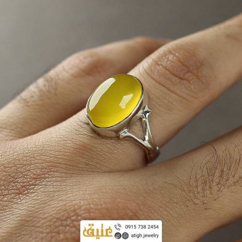 خرید انگشتر عقیق زرد شرف الشمس نقره مردانه