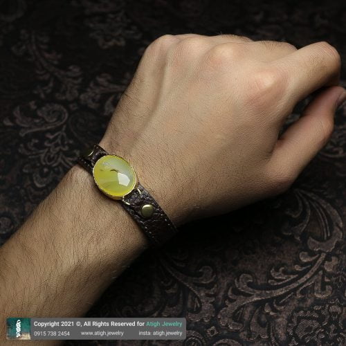 خرید دستبند چرم و عقیق
