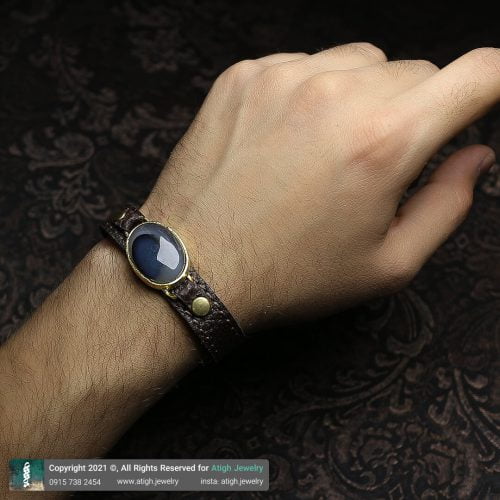 خرید دستبند چرم و عقیق