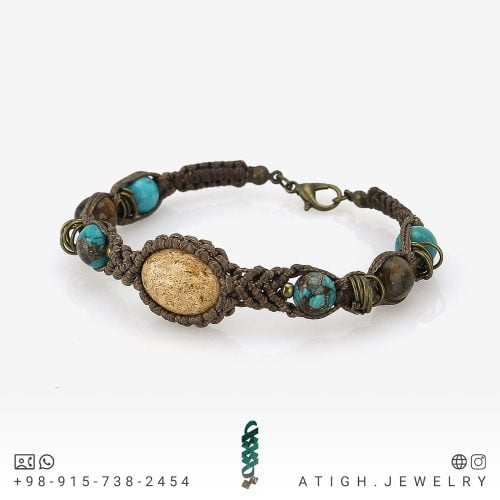 خرید دستبند جاسپر مریم، چشم ببر و فیروزه مصری معدنی