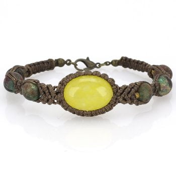 خرید دستبند عقیق زرد و فیروزه آفریقایی معدنی